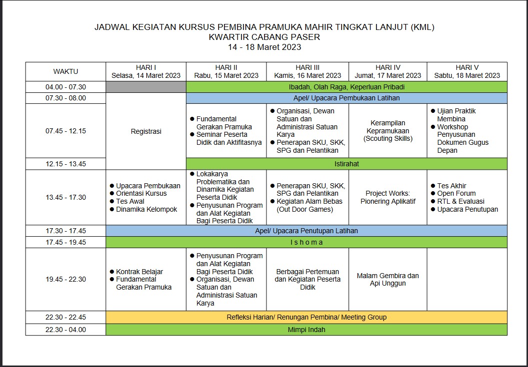 JADWAL KML TAHUN 2023