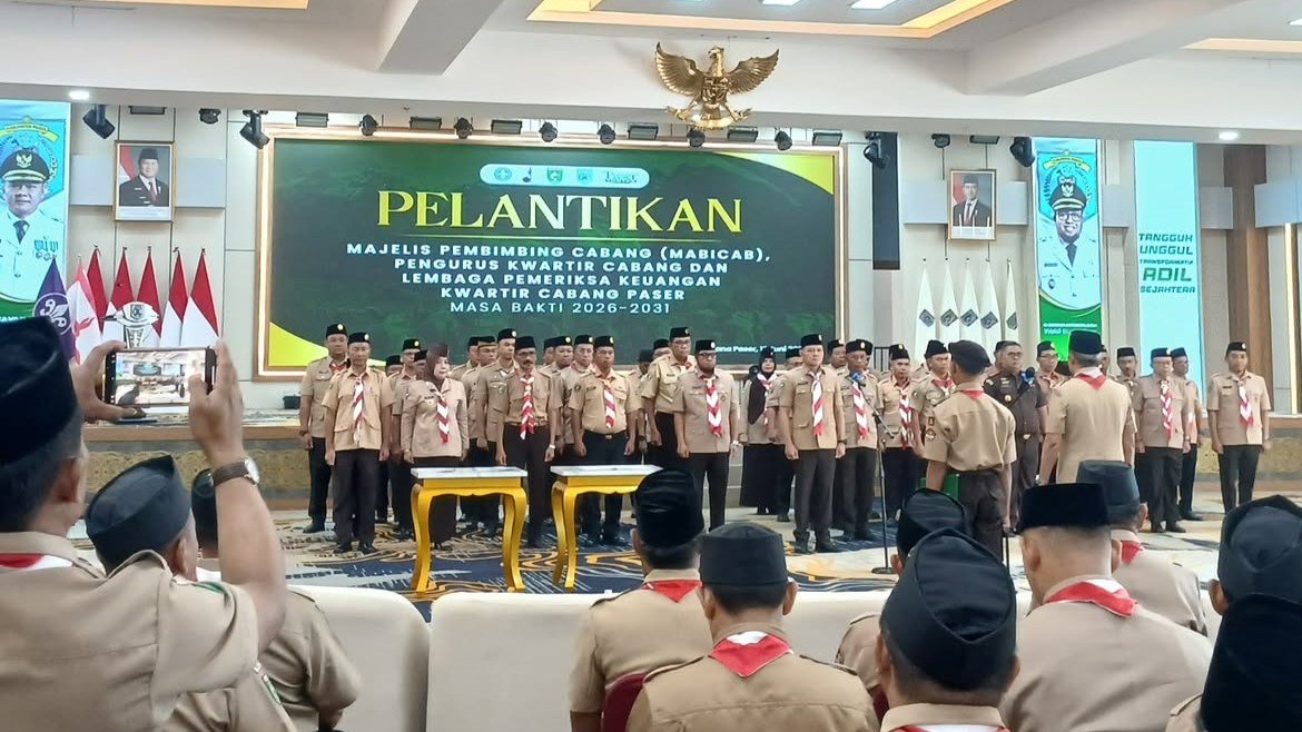 Ketua Kwarran Long Ikis Hadiri Pelantikan Ketua Mabicab dan Pengurus Kwarcab Paser Masa Bakti 2026–2031