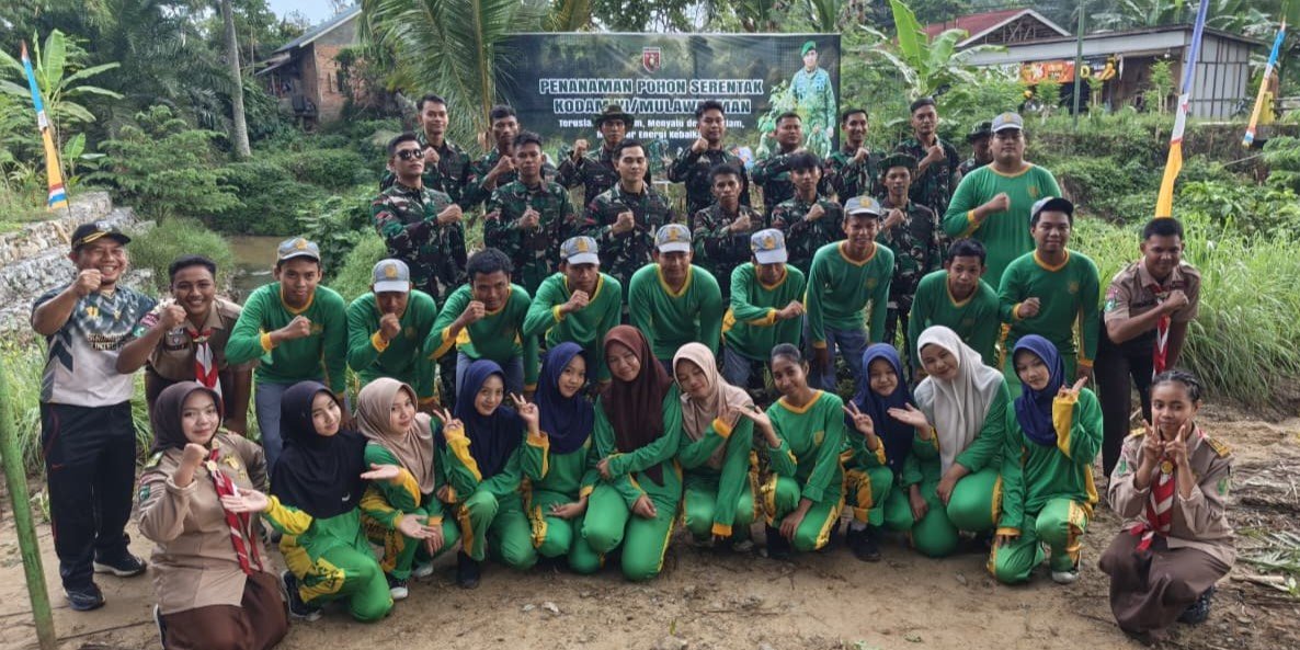 Koramil 0904-04 dan DKR Long Ikis Gelar Aksi Tanam Pohon di Bantaran Sungai Lampi